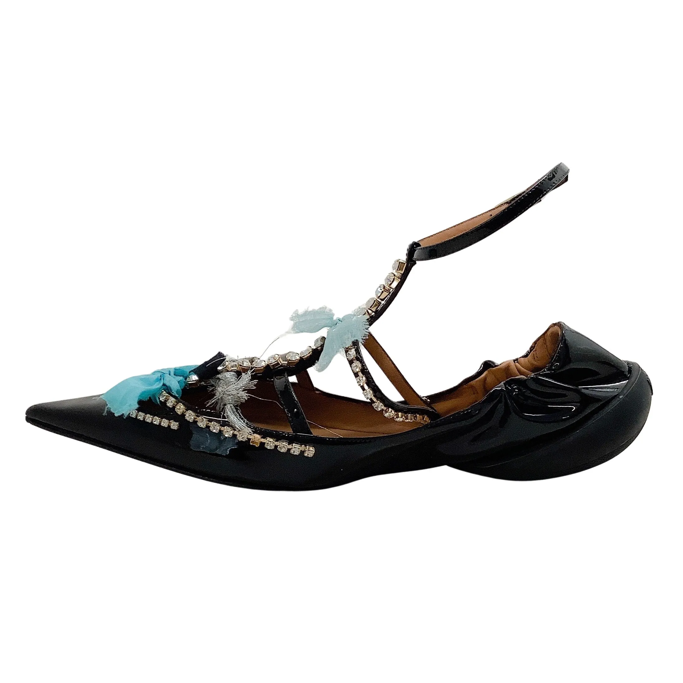 13 09 SR Black Patent Embellished Tootsy Ballet Flats