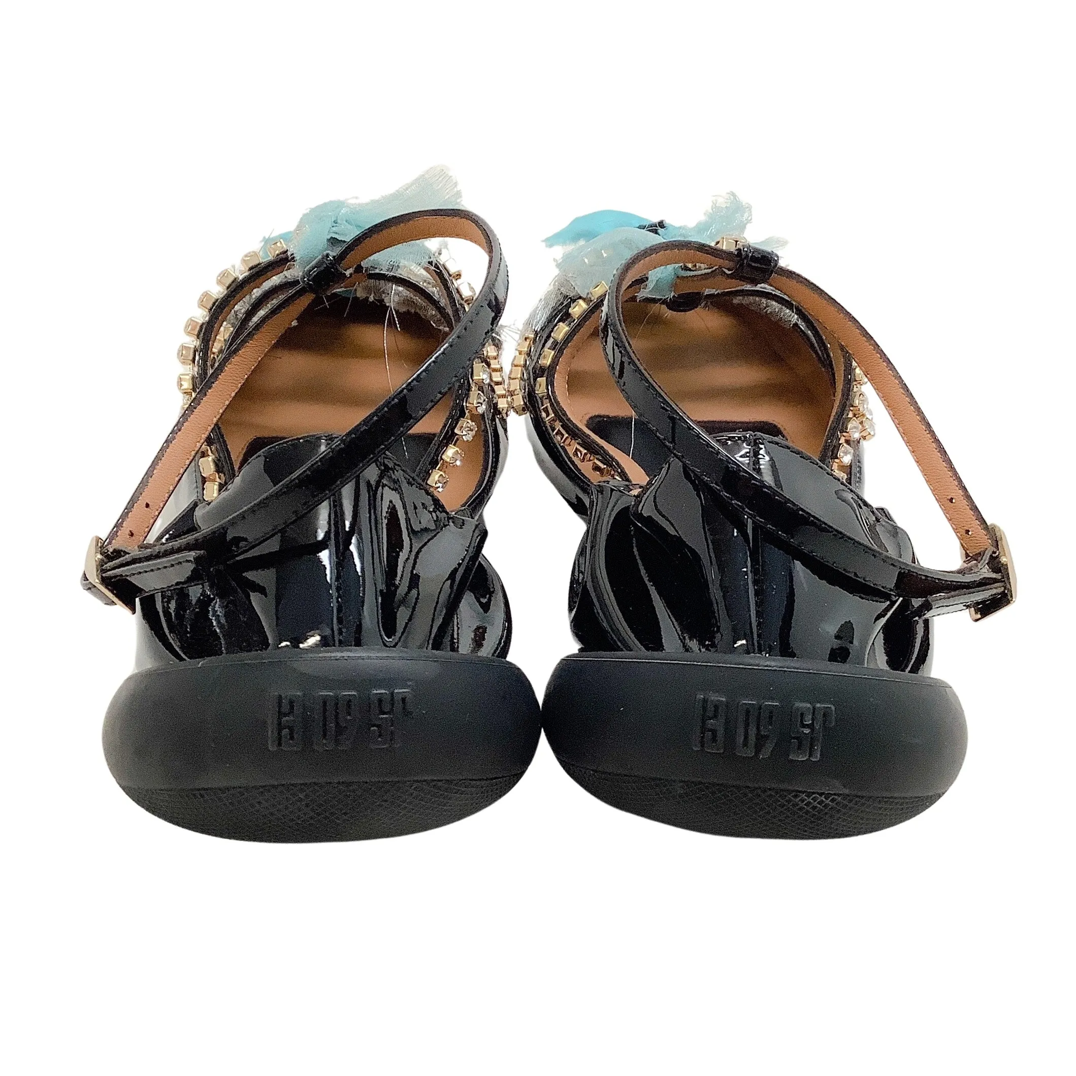 13 09 SR Black Patent Embellished Tootsy Ballet Flats