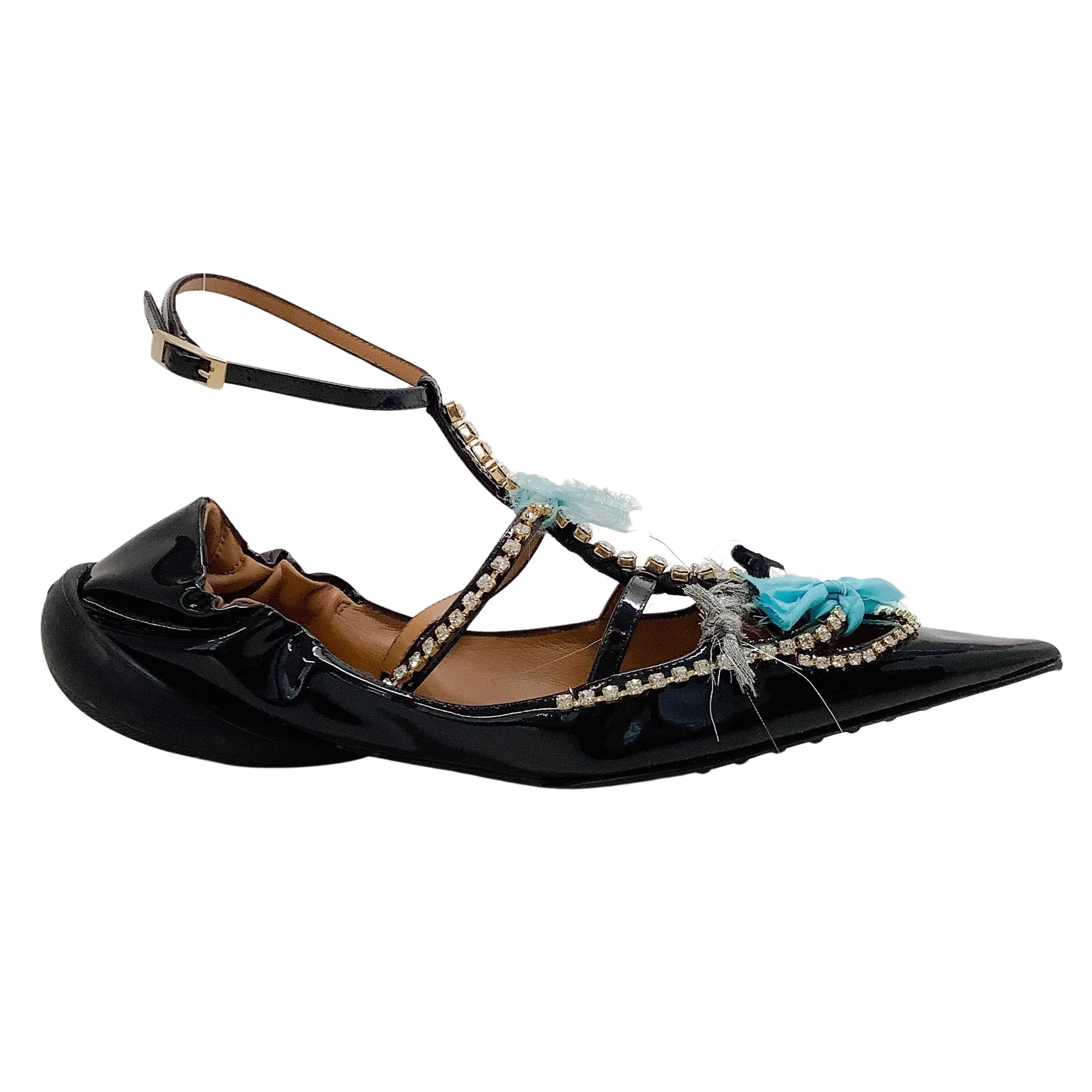 13 09 SR Black Patent Embellished Tootsy Ballet Flats