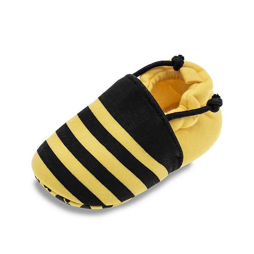 1pair Baby Infant Solft Sole, Create Bee Design Cartoon Bee Cotton Sole, Soft Unisex Shoes For Toddlers Baby First Walkers