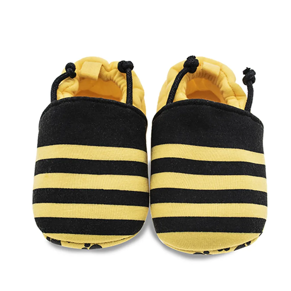 1pair Baby Infant Solft Sole, Create Bee Design Cartoon Bee Cotton Sole, Soft Unisex Shoes For Toddlers Baby First Walkers