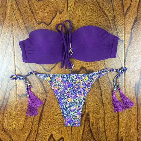 2017 Brazilian Bikini Women Crochet Lace Swimsuit Sexy Bathing Suit Swimwear Bandeau Bikinis Set Biquine Maillot De Bain