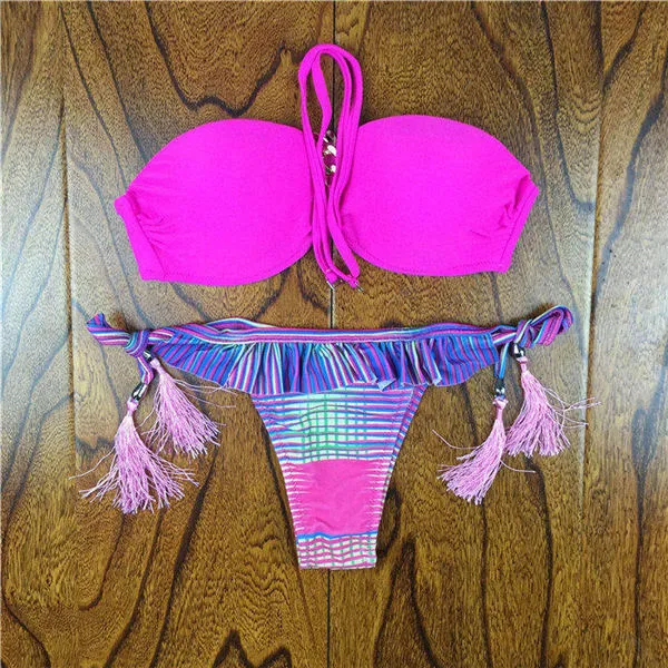 2017 Brazilian Bikini Women Crochet Lace Swimsuit Sexy Bathing Suit Swimwear Bandeau Bikinis Set Biquine Maillot De Bain