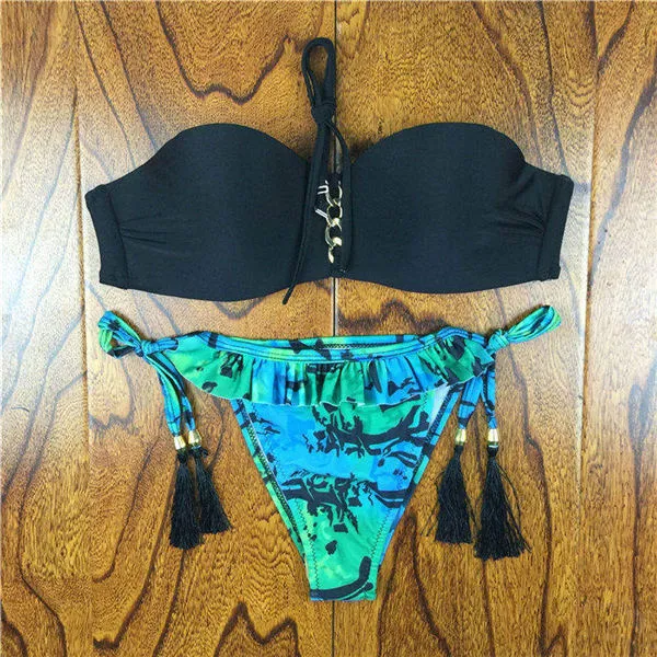 2017 Brazilian Bikini Women Crochet Lace Swimsuit Sexy Bathing Suit Swimwear Bandeau Bikinis Set Biquine Maillot De Bain