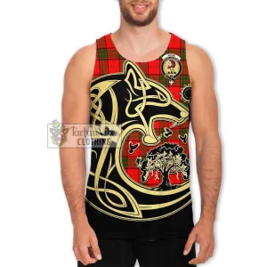 Adair Tartan Men's Tank Top with Family Crest Celtic Wolf Style