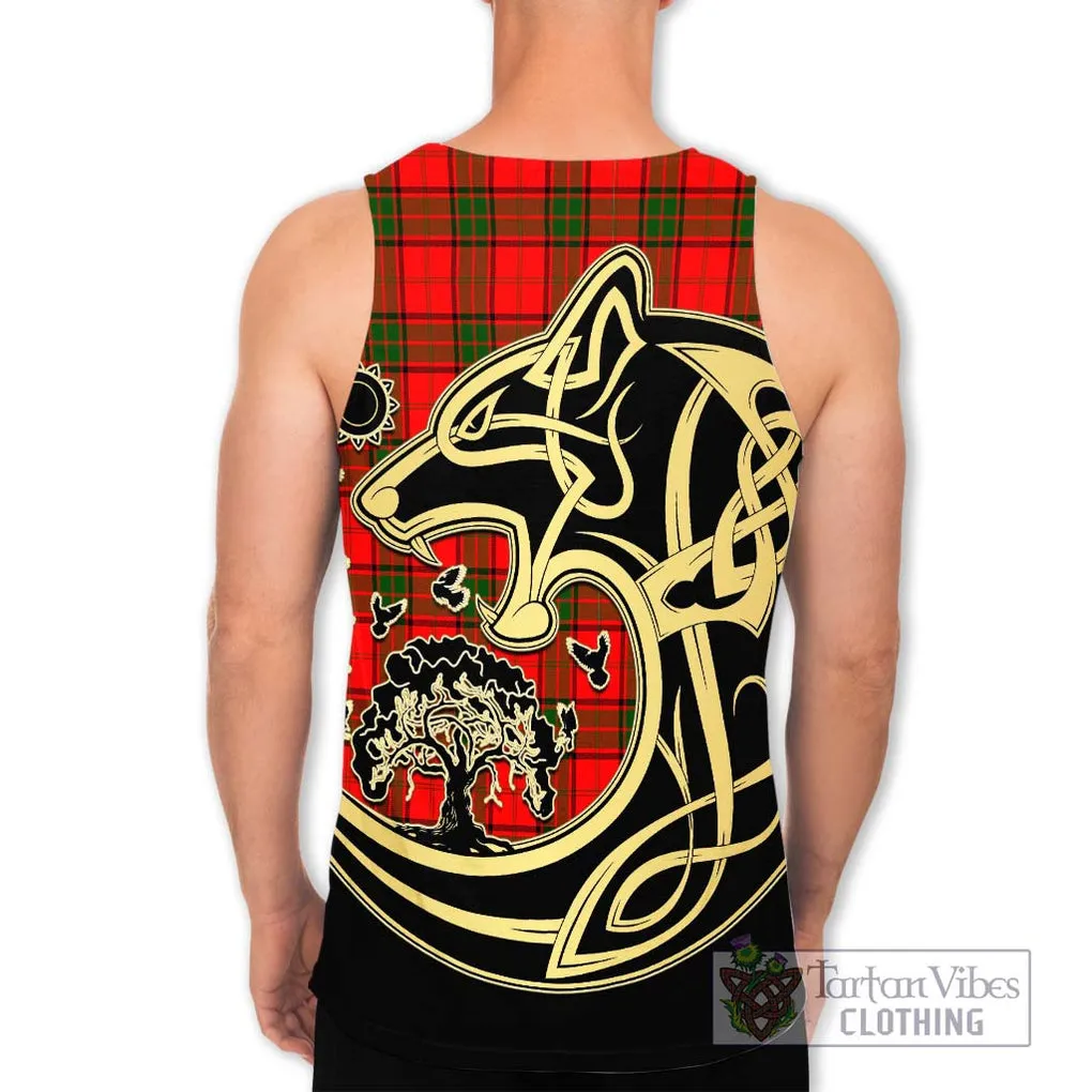 Adair Tartan Men's Tank Top with Family Crest Celtic Wolf Style