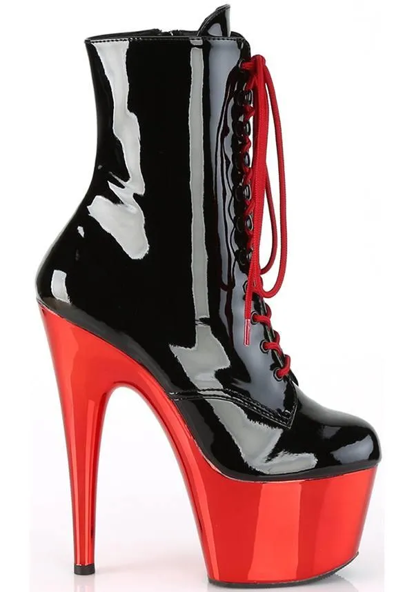 ADORE-1020 [Black Patent/Red Chrome] | PLATFORM BOOTS [PREORDER]