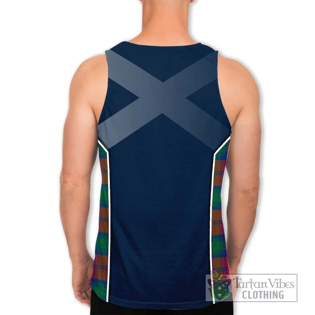 Affleck Tartan Men's Tank Top with Family Crest and Lion Rampant Vibes Sport Style