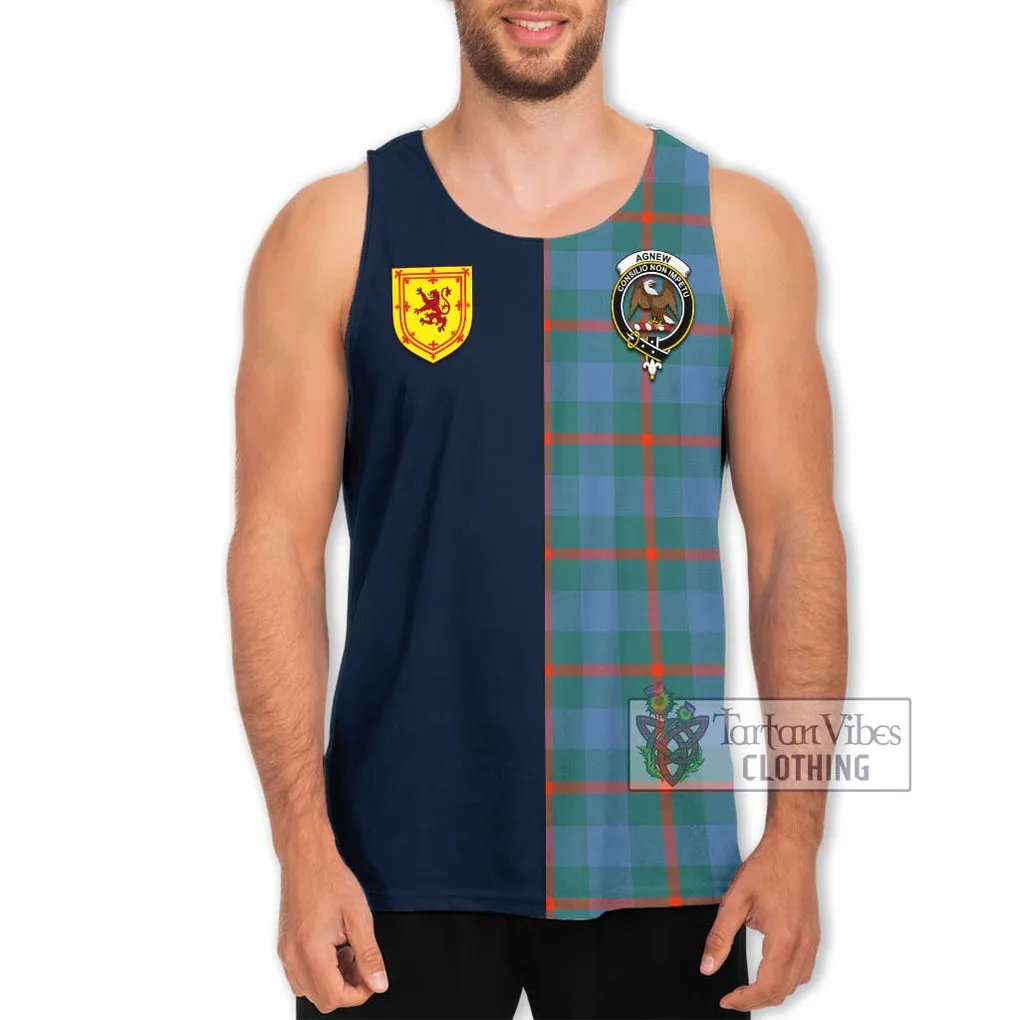 Agnew Ancient Tartan Men's Tank Top Alba with Scottish Lion Royal Arm Half Style