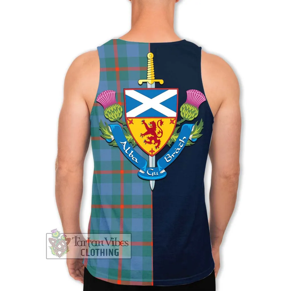 Agnew Ancient Tartan Men's Tank Top Alba with Scottish Lion Royal Arm Half Style