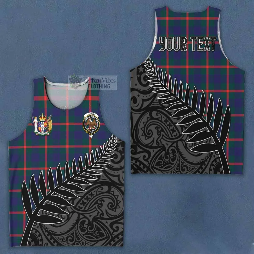 Agnew Crest Tartan Men's Tank Top with New Zealand Silver Fern Half Style