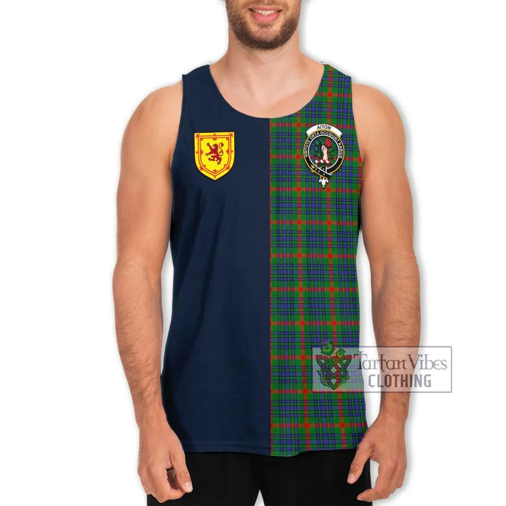 Aiton Tartan Men's Tank Top Alba with Scottish Lion Royal Arm Half Style