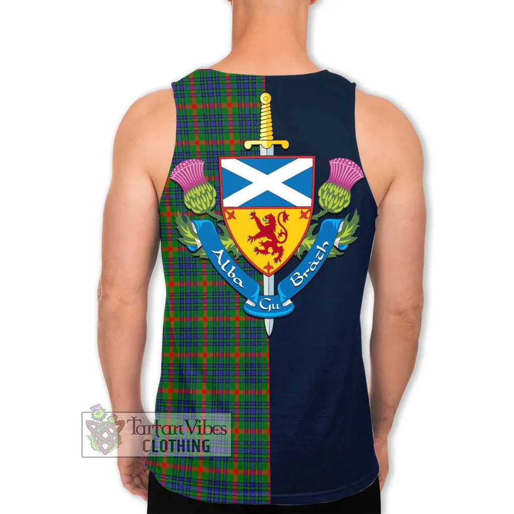 Aiton Tartan Men's Tank Top Alba with Scottish Lion Royal Arm Half Style