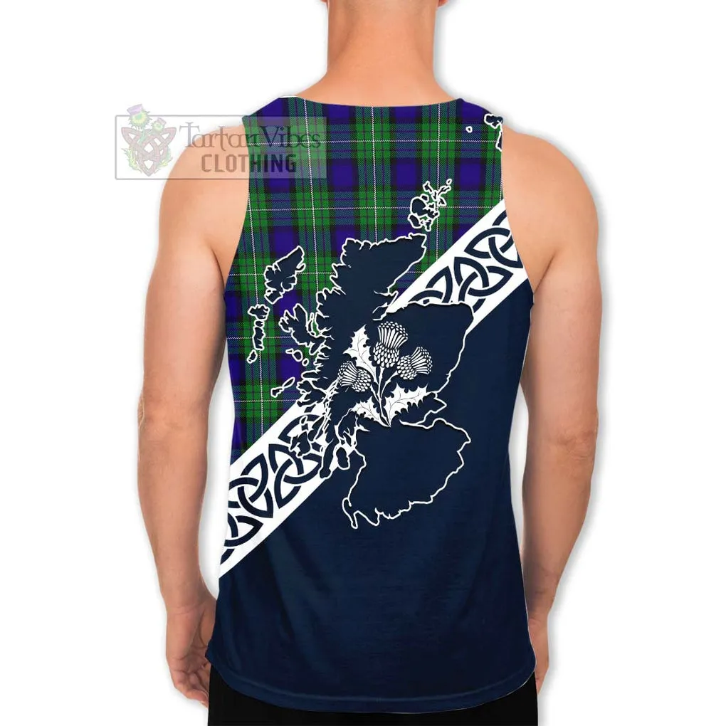 Alexander Tartan Men's Tank Top Featuring Thistle and Scotland Map