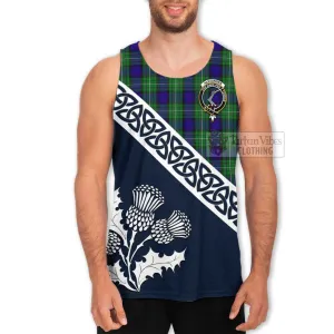 Alexander Tartan Men's Tank Top Featuring Thistle and Scotland Map