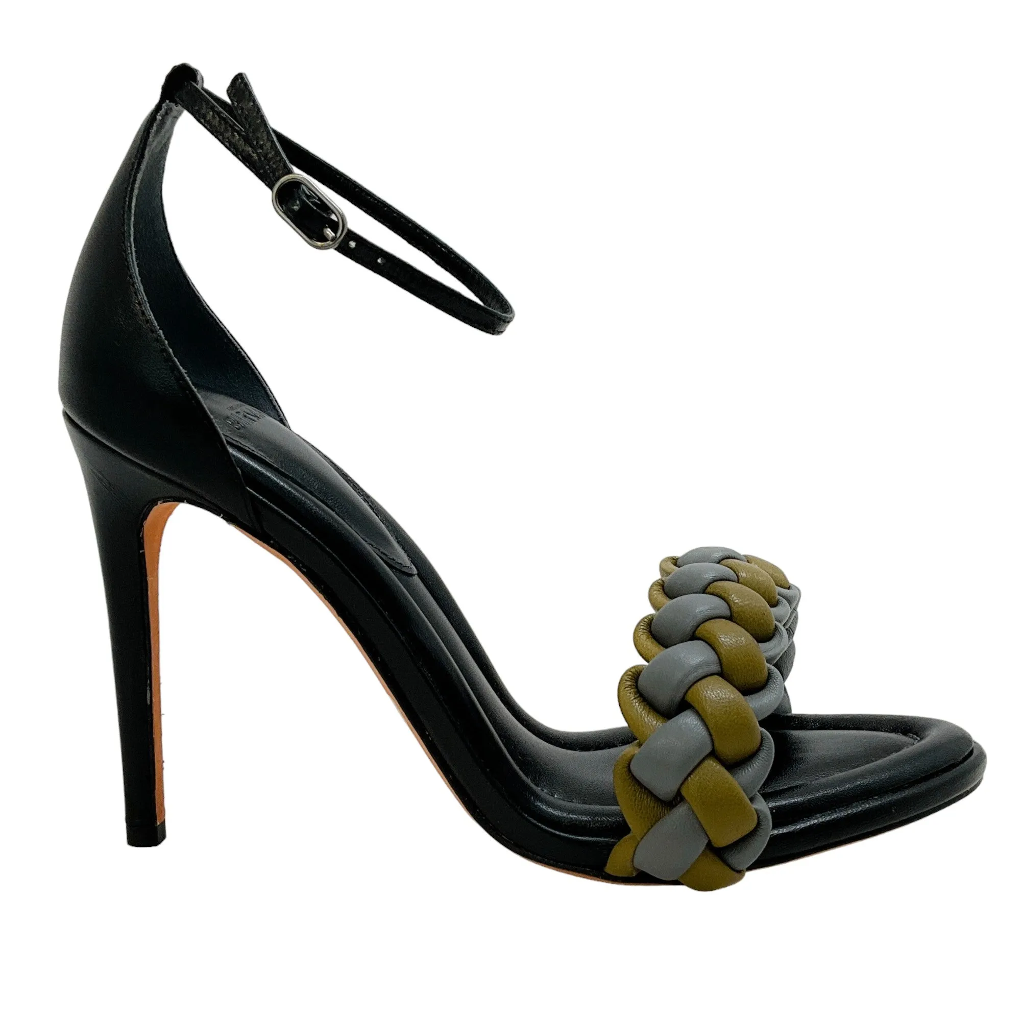 Alexandre Birman Cloud / Black Leather Braided Francis Ankle Strap Sandals