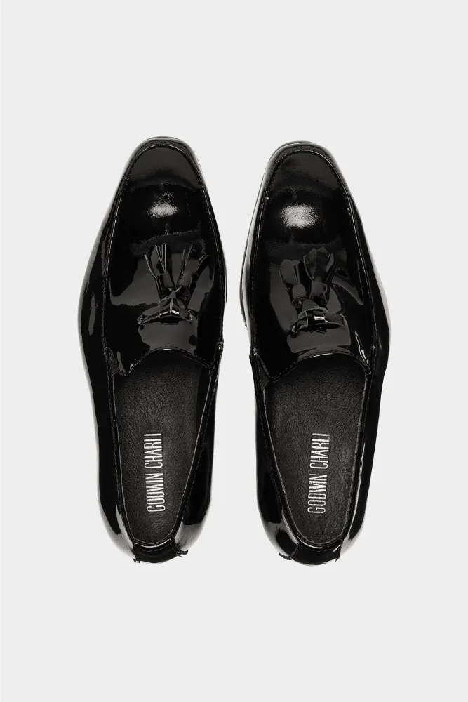 Alfie Tassel Loafer - Black Patent Leather for Kids