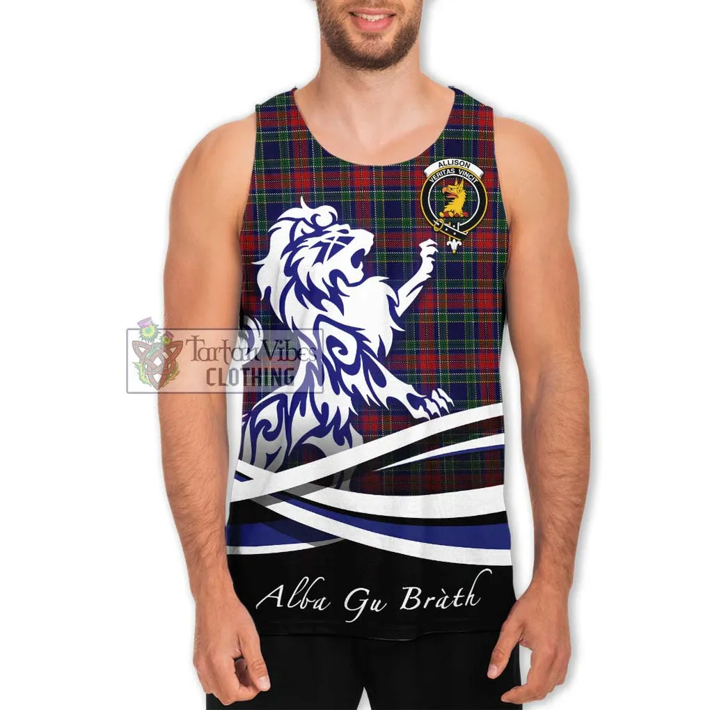 Allison Red Tartan Men's Tank Top with Alba Gu Brath Regal Lion Emblem