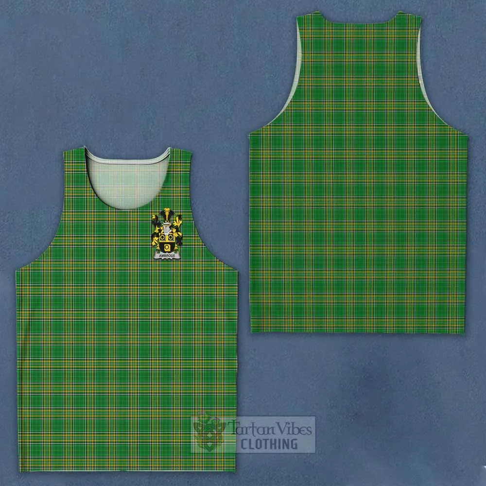 Ambrose Irish Clan Tartan Men's Tank Top with Coat of Arms