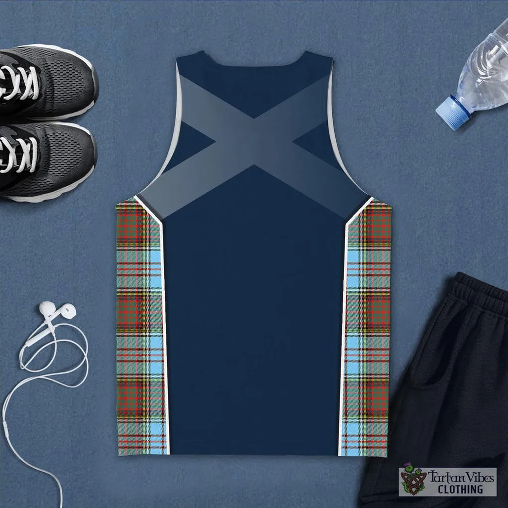 Anderson Ancient Tartan Men's Tanks Top with Family Crest and Scottish Thistle Vibes Sport Style