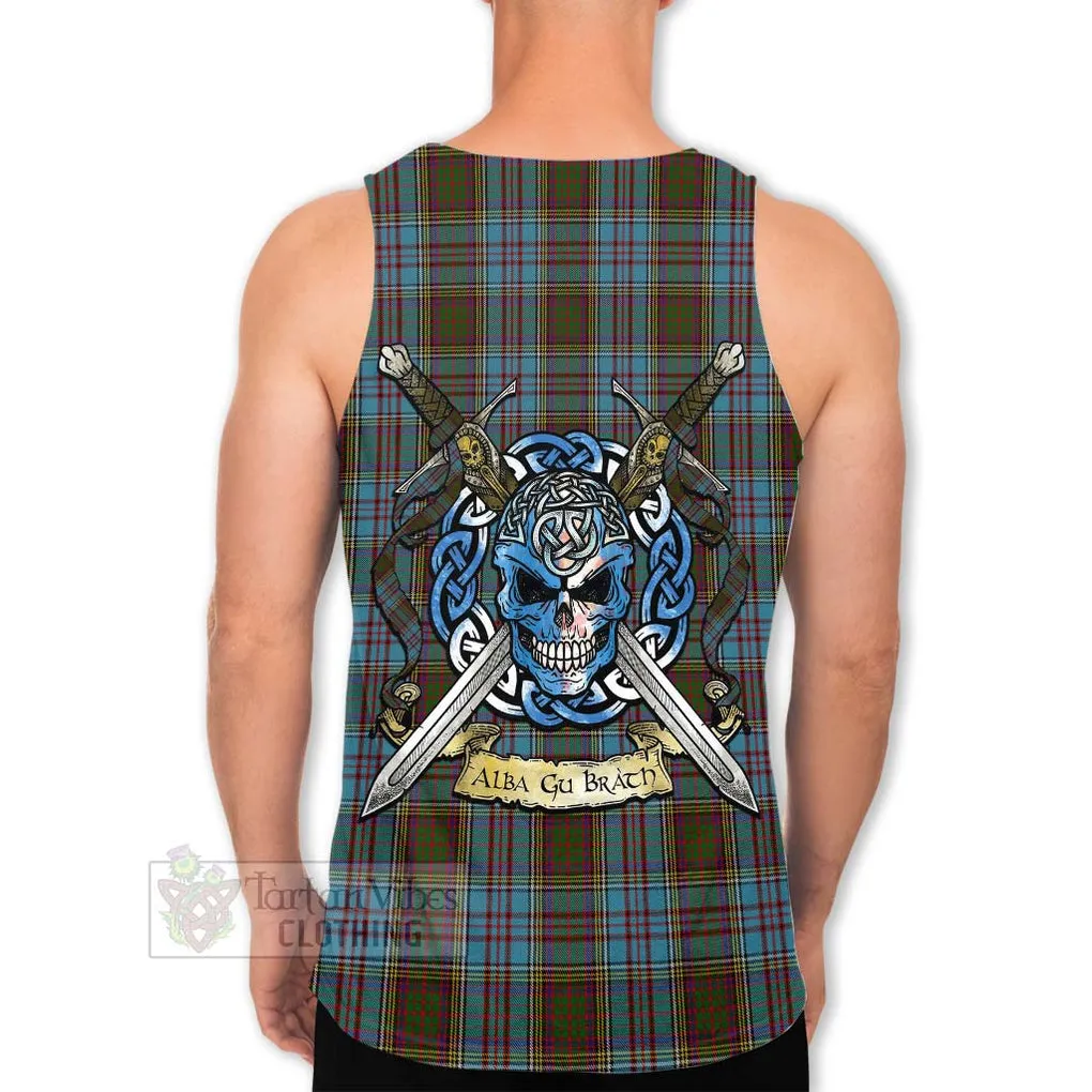 Anderson Tartan Men's Tank Top with Family Crest Celtic Skull Style