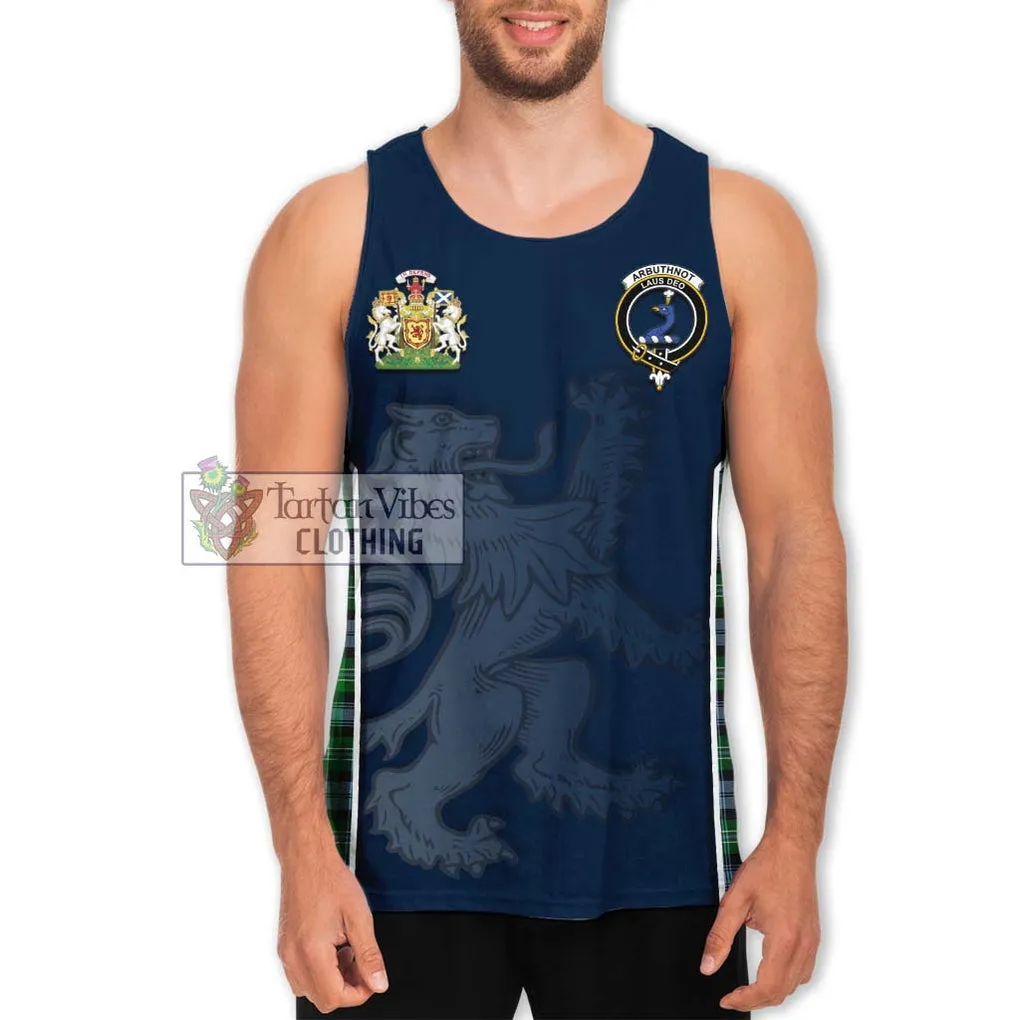 Arbuthnot Ancient Tartan Men's Tank Top with Family Crest and Lion Rampant Vibes Sport Style