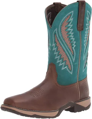 Ariat Women's Anthem Venttek Western Boot, Chocolate Chip/Turquoise