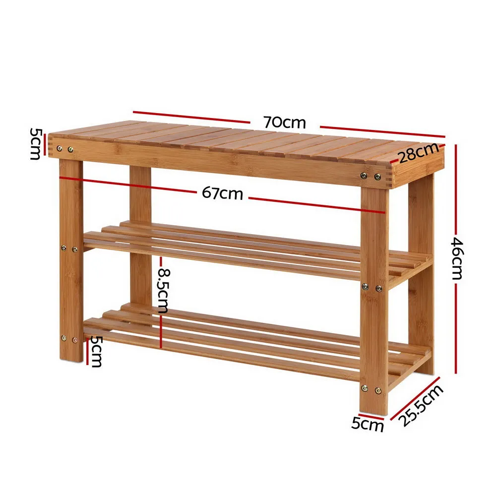 Artiss Shoe Rack Shoe Bench 10 Pairs Bamboo