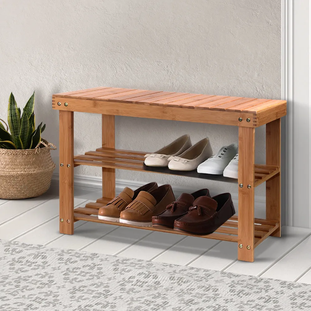 Artiss Shoe Rack Shoe Bench 10 Pairs Bamboo