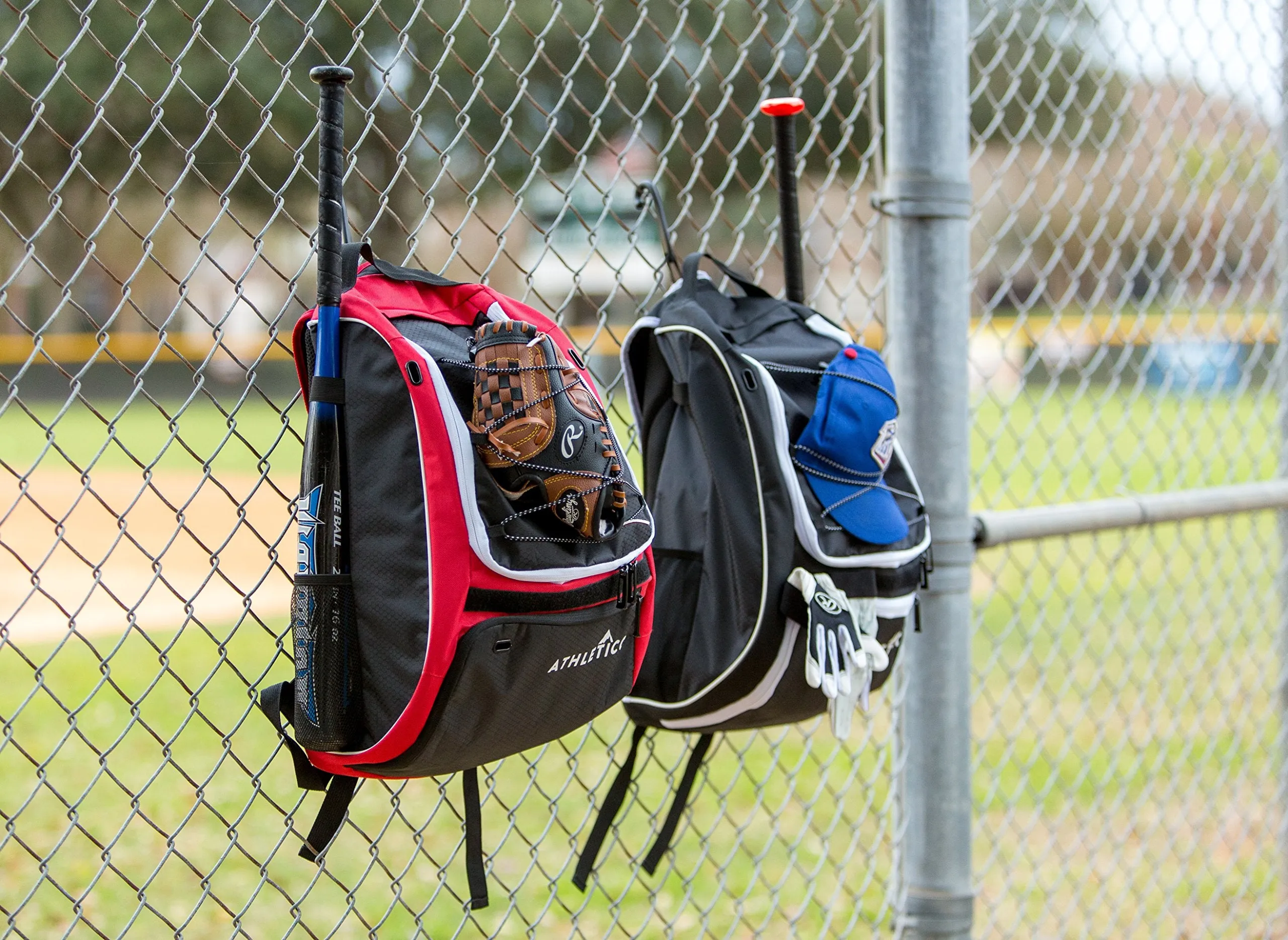 Athletico Baseball Bat Bag - Backpack for Baseball, T-Ball & Softball Equipment & Gear for Youth and Adults | Holds Bat, Helmet, Glove, Shoes | Shoe Compartment & Fence Hook (Magenta)