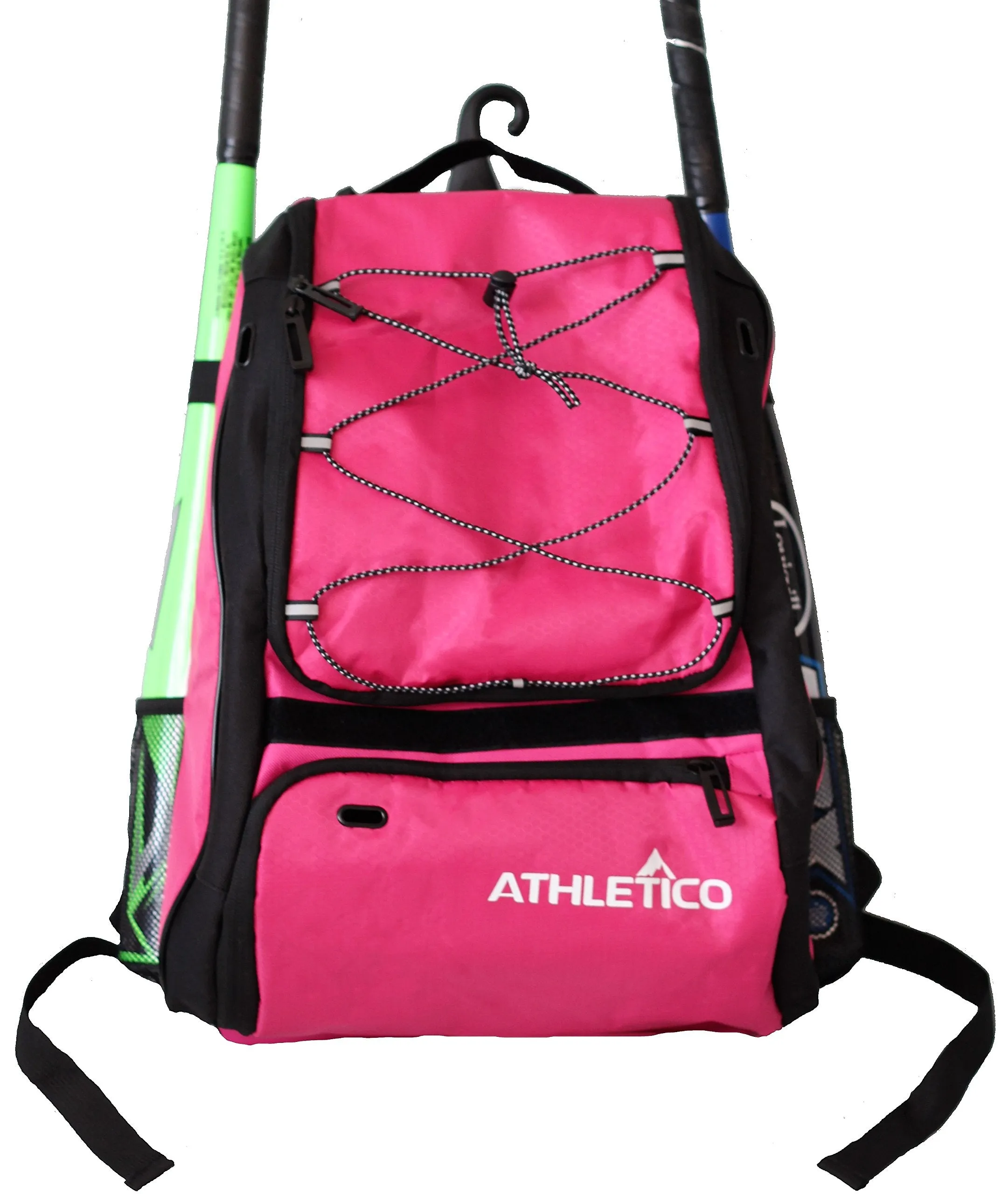 Athletico Baseball Bat Bag - Backpack for Baseball, T-Ball & Softball Equipment & Gear for Youth and Adults | Holds Bat, Helmet, Glove, Shoes | Shoe Compartment & Fence Hook (Magenta)