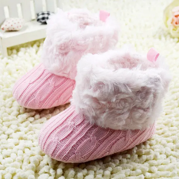 Baby Shoes Infants Crochet Knit Fleece Boots Toddler Girl Boy Wool Snow Crib Shoes Winter Booties