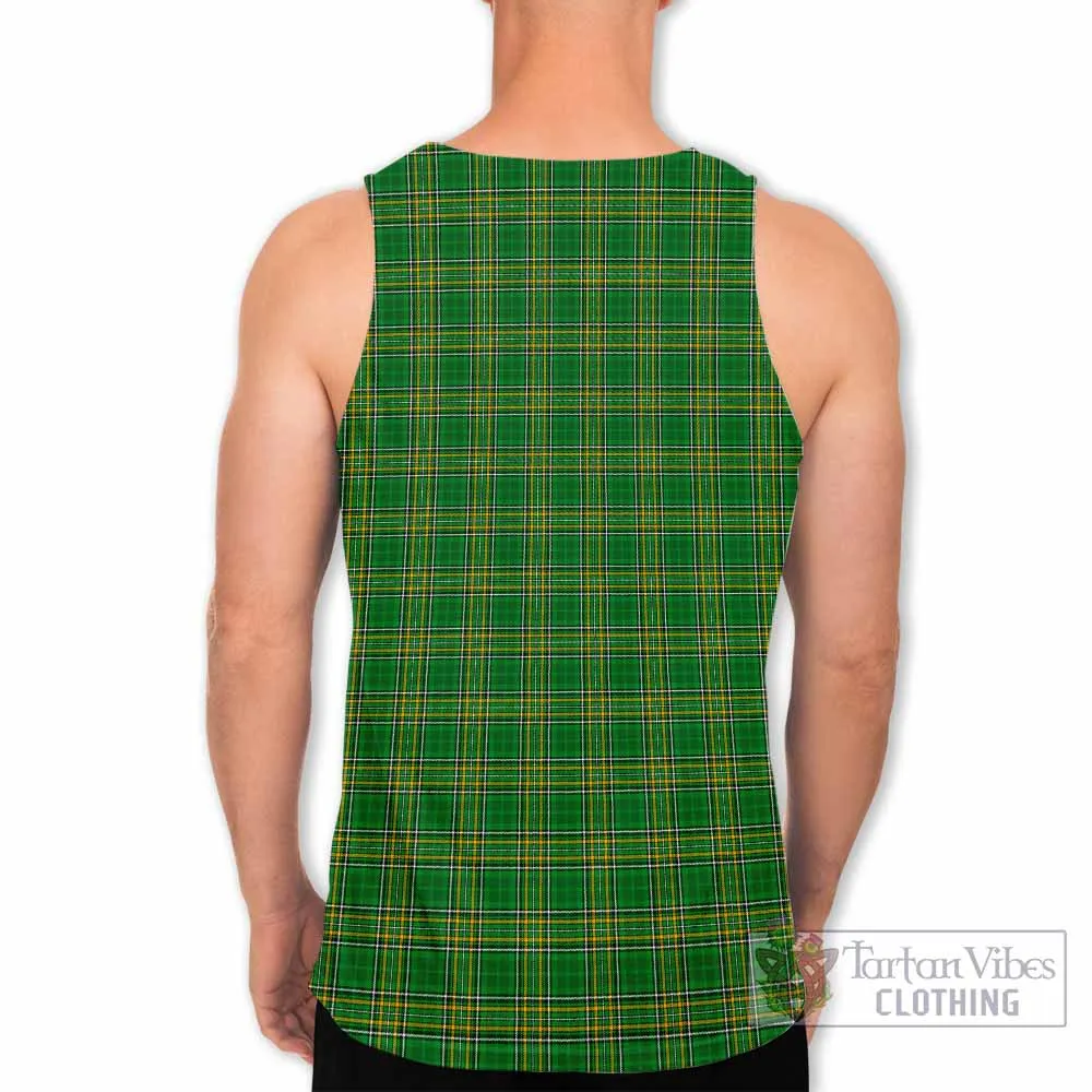 Basile Irish Clan Tartan Men's Tank Top with Coat of Arms