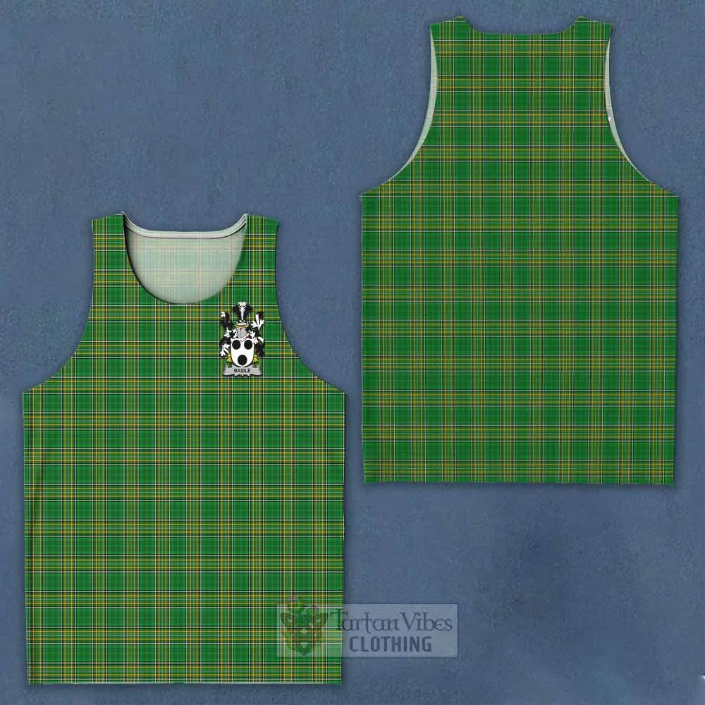 Basile Irish Clan Tartan Men's Tank Top with Coat of Arms