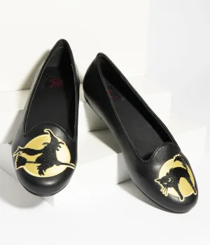 Black Leatherette Moonlight Mischief Flats