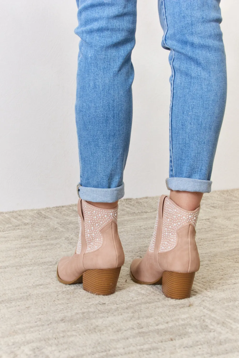 Blush Rhinestone Ankle Cowgirl Booties