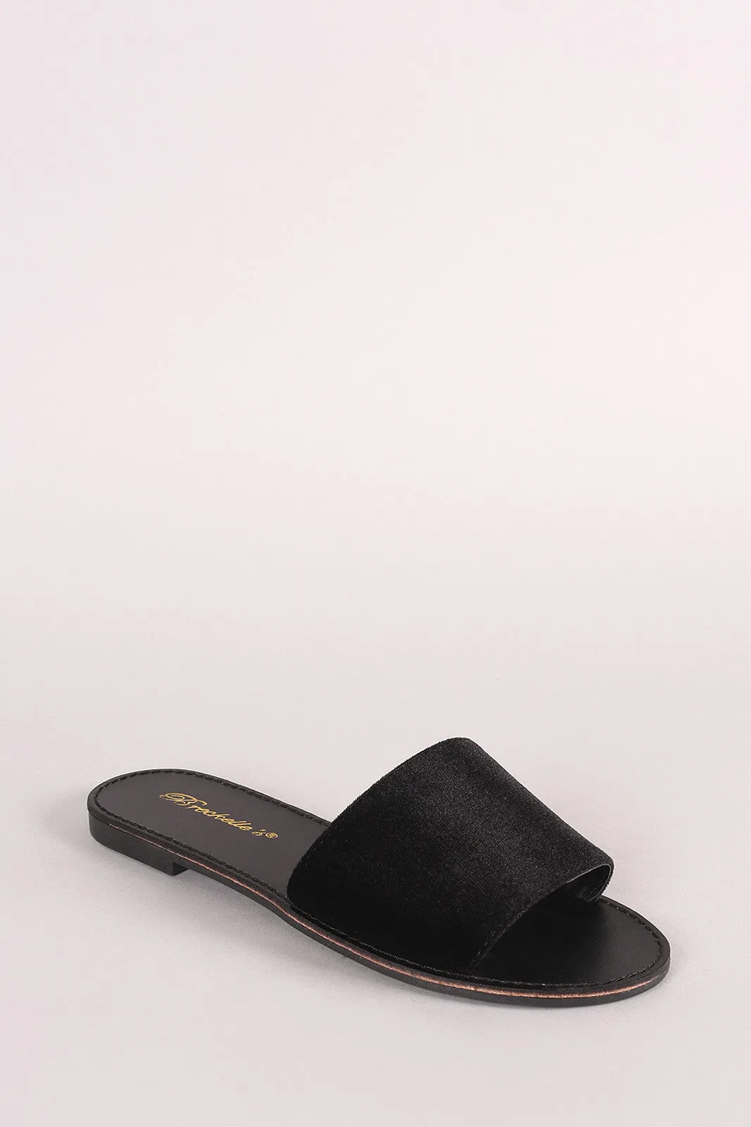 Breckelle Soft Velvet Wide Band Slide Sandal