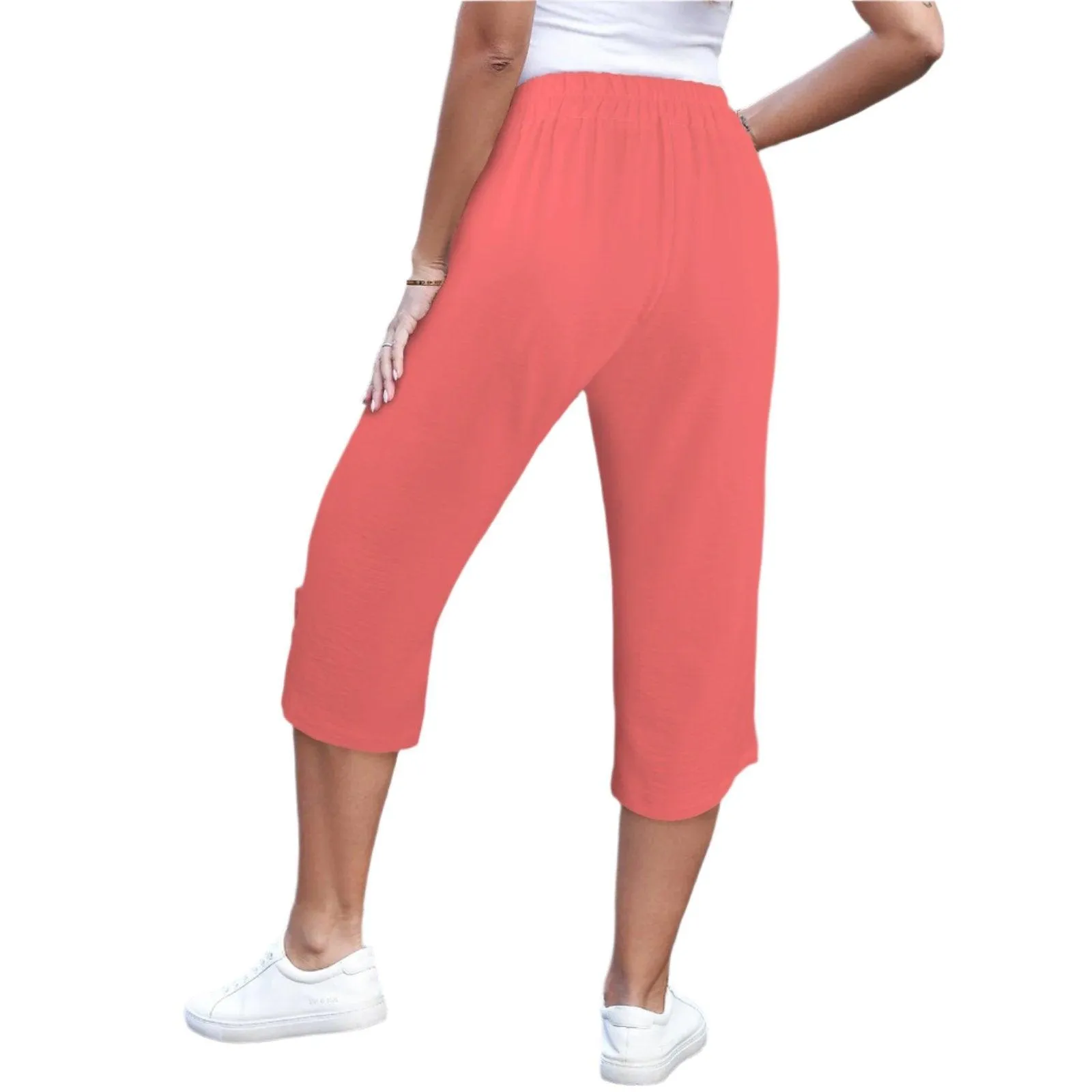 Citra Red Button Trim Capri Pants