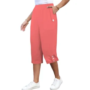 Citra Red Button Trim Capri Pants