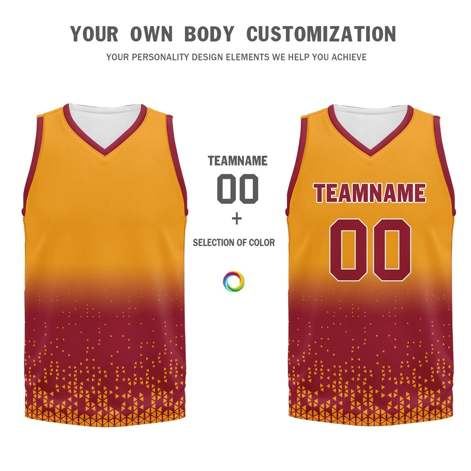 Custom Yellow Orange Fade Fashion Sports Uniform Basketball Jersey BBJ01-D020102-10