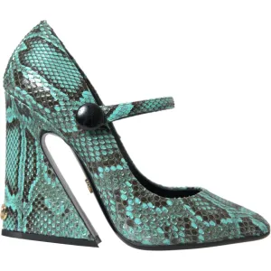 Dolce & Gabbana Aqua Python Leather Mary Jane Pumps Shoes