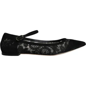 Dolce & Gabbana Black Taormina Lace Bellucci Flats Shoes