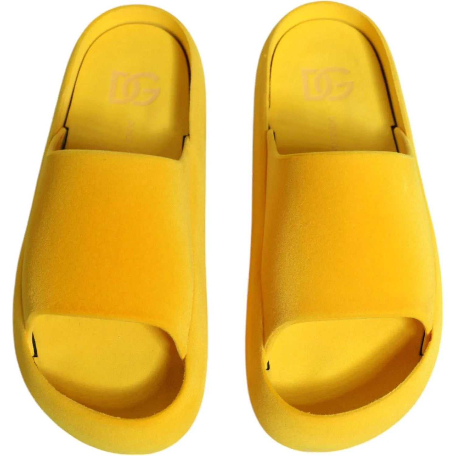 Dolce & Gabbana Yellow Rubber Slides Sandals Beachwear Shoes