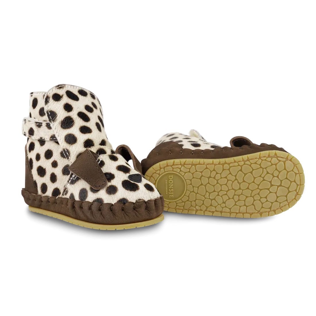 Donsje – Kapi Booties in Dalmatian Spotted Cow Hair