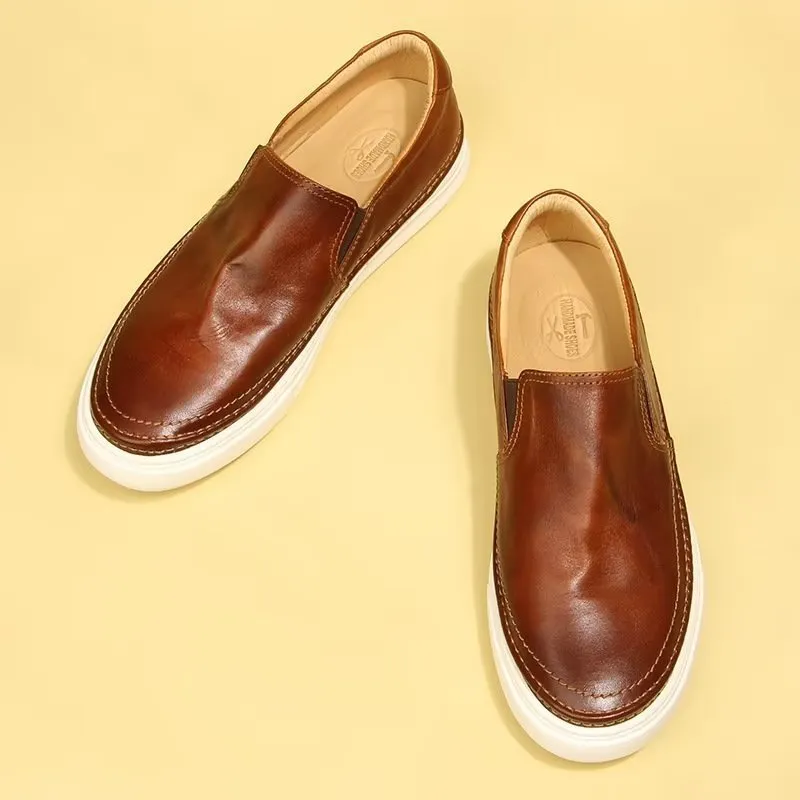 Elegant Leather Slip On High End Sneakers