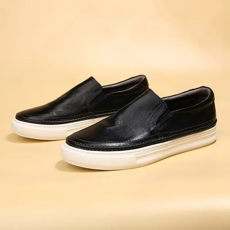 Elegant Leather Slip On High End Sneakers