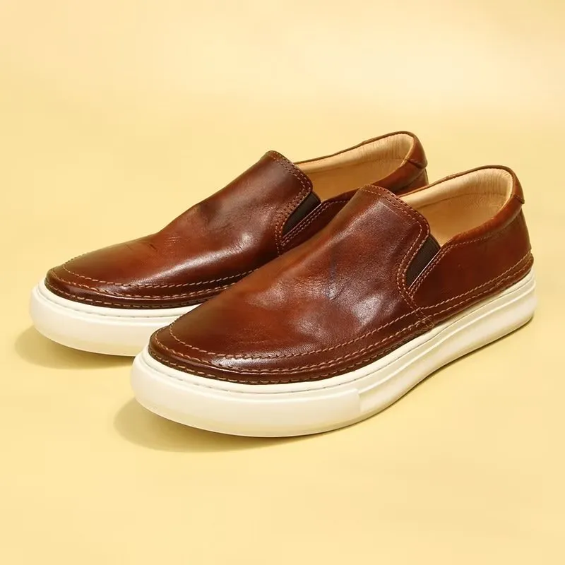 Elegant Leather Slip On High End Sneakers