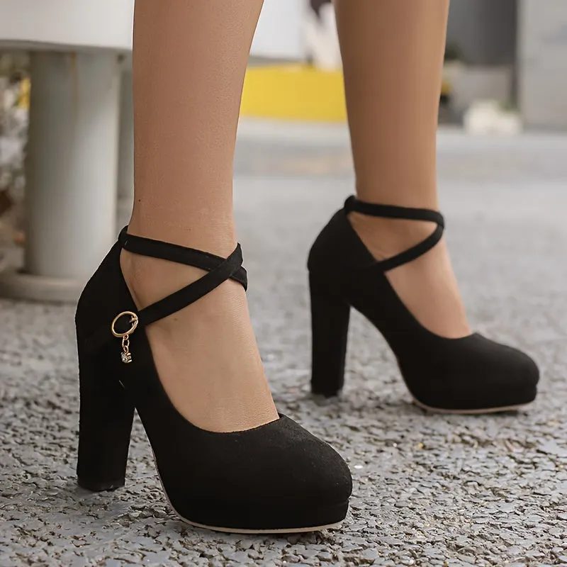 Elegant Women's Buckle Strap Platform Pumps for Weddings and Banquets