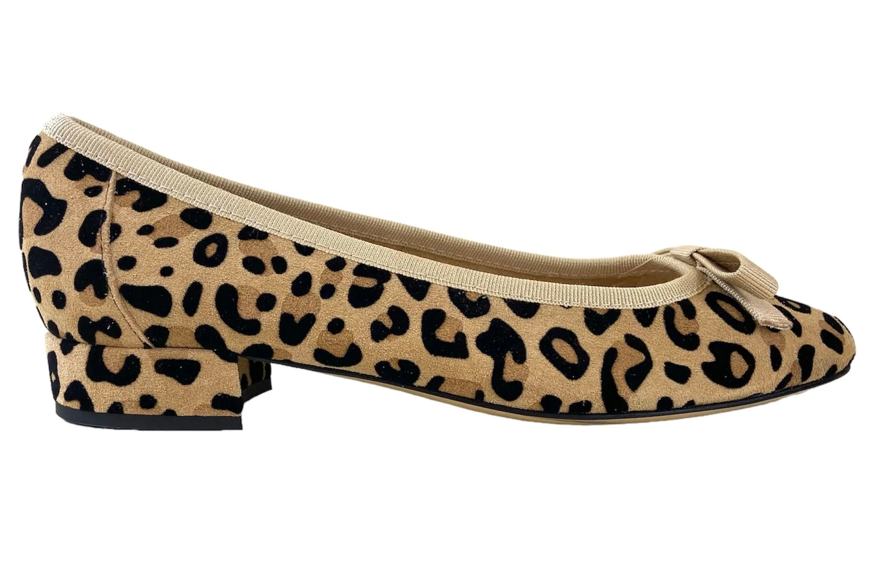 Fabucci Leopard Print Ballet Flat with Cream Piping