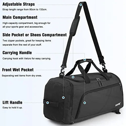 G4Free 45L 3-Way Duffle Backpack with Wet Pocket & Shoes Compartment